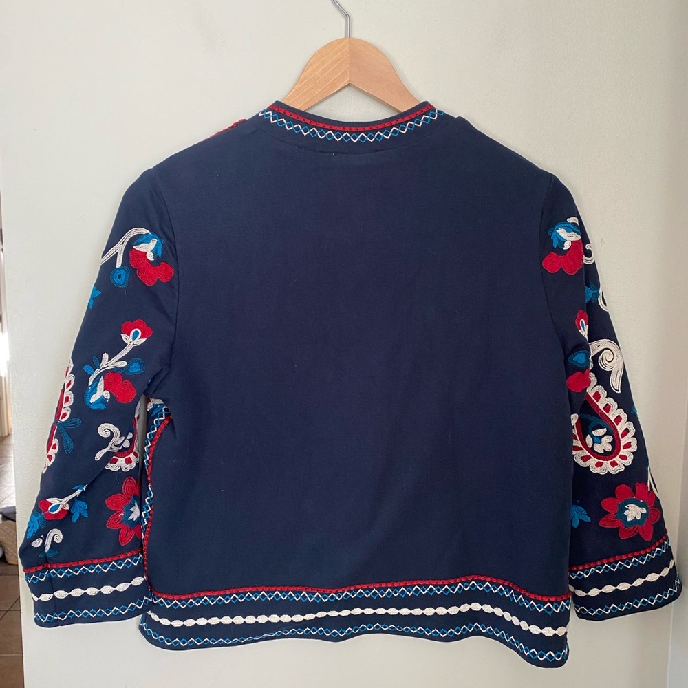 Monsoon Embroidered Boho Open-Front Jacket Size Small Cottagecore Bohemian - Picture 7 of 8
